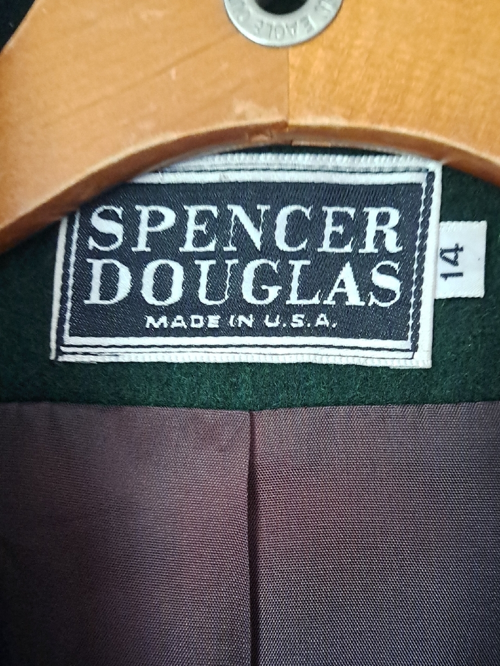 Vintage Wool Spencer Douglas Hunter Green Double Breasted Blazer Jacket Coat - Picture 2 of 11